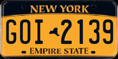 NY license plate GOI2139