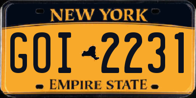 NY license plate GOI2231