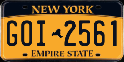 NY license plate GOI2561