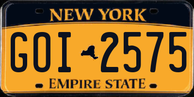 NY license plate GOI2575
