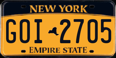 NY license plate GOI2705