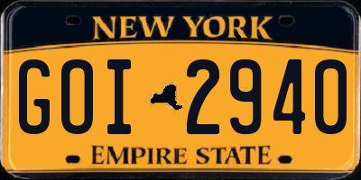 NY license plate GOI2940