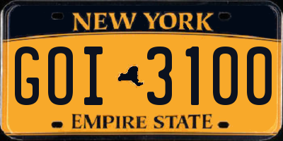 NY license plate GOI3100