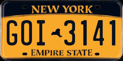 NY license plate GOI3141