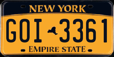 NY license plate GOI3361