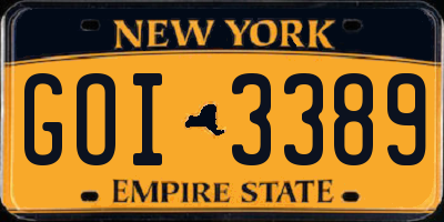 NY license plate GOI3389