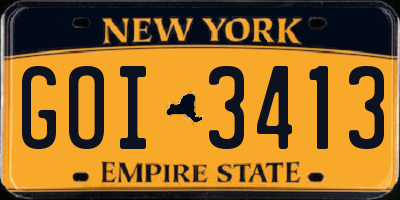 NY license plate GOI3413