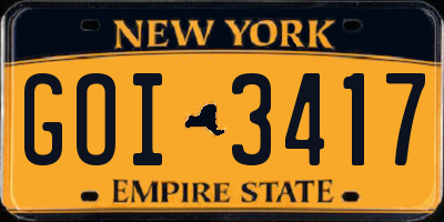 NY license plate GOI3417