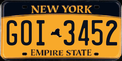 NY license plate GOI3452