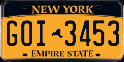 NY license plate GOI3453