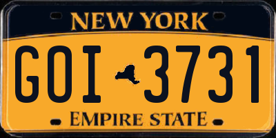 NY license plate GOI3731