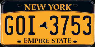 NY license plate GOI3753