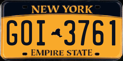 NY license plate GOI3761