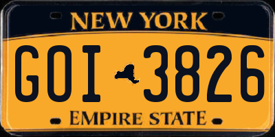 NY license plate GOI3826