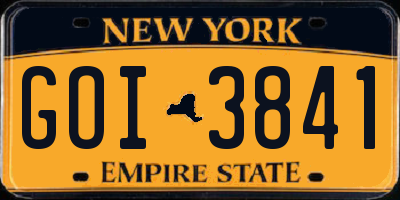 NY license plate GOI3841