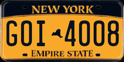 NY license plate GOI4008
