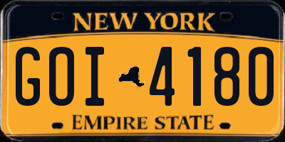 NY license plate GOI4180