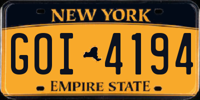 NY license plate GOI4194