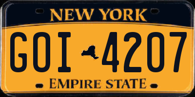 NY license plate GOI4207