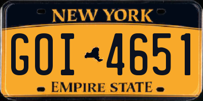 NY license plate GOI4651