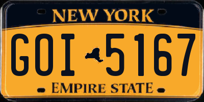 NY license plate GOI5167