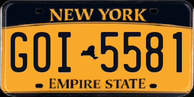 NY license plate GOI5581