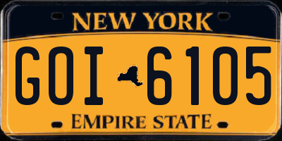 NY license plate GOI6105