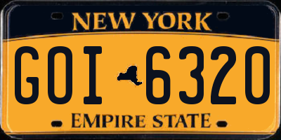 NY license plate GOI6320