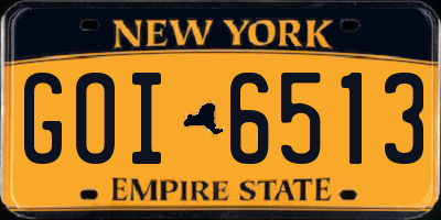 NY license plate GOI6513