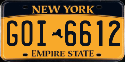 NY license plate GOI6612