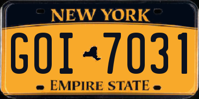 NY license plate GOI7031