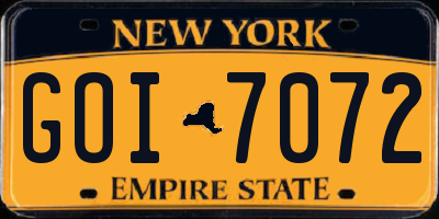 NY license plate GOI7072