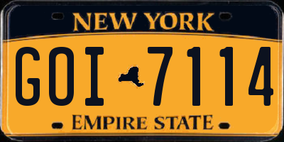 NY license plate GOI7114