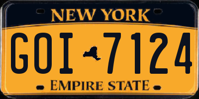 NY license plate GOI7124