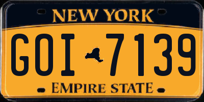 NY license plate GOI7139