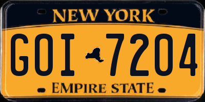 NY license plate GOI7204