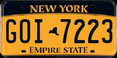 NY license plate GOI7223