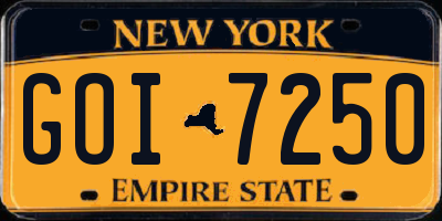 NY license plate GOI7250