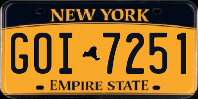 NY license plate GOI7251