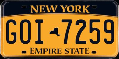 NY license plate GOI7259