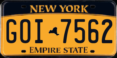 NY license plate GOI7562