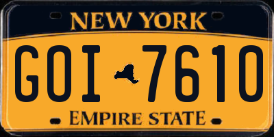 NY license plate GOI7610