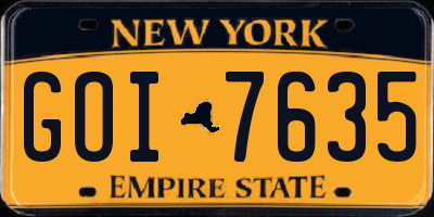 NY license plate GOI7635