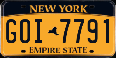 NY license plate GOI7791