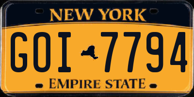 NY license plate GOI7794