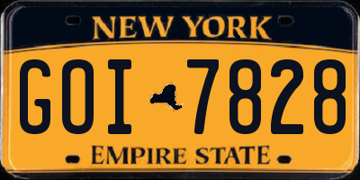 NY license plate GOI7828