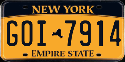 NY license plate GOI7914