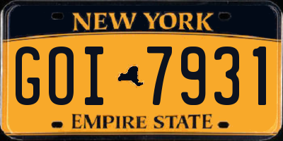 NY license plate GOI7931