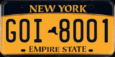 NY license plate GOI8001