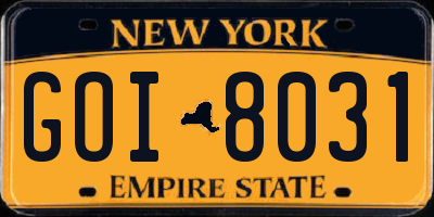 NY license plate GOI8031